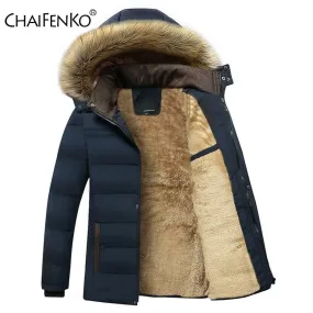 Parka chaude en polaire avec col en fourrure pour homme 1,2 kg CHAIFENKO - RMX