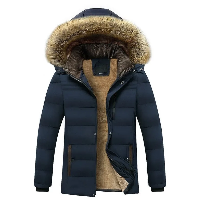 Parka chaude en polaire avec col en fourrure pour homme 1,2 kg CHAIFENKO - RMX