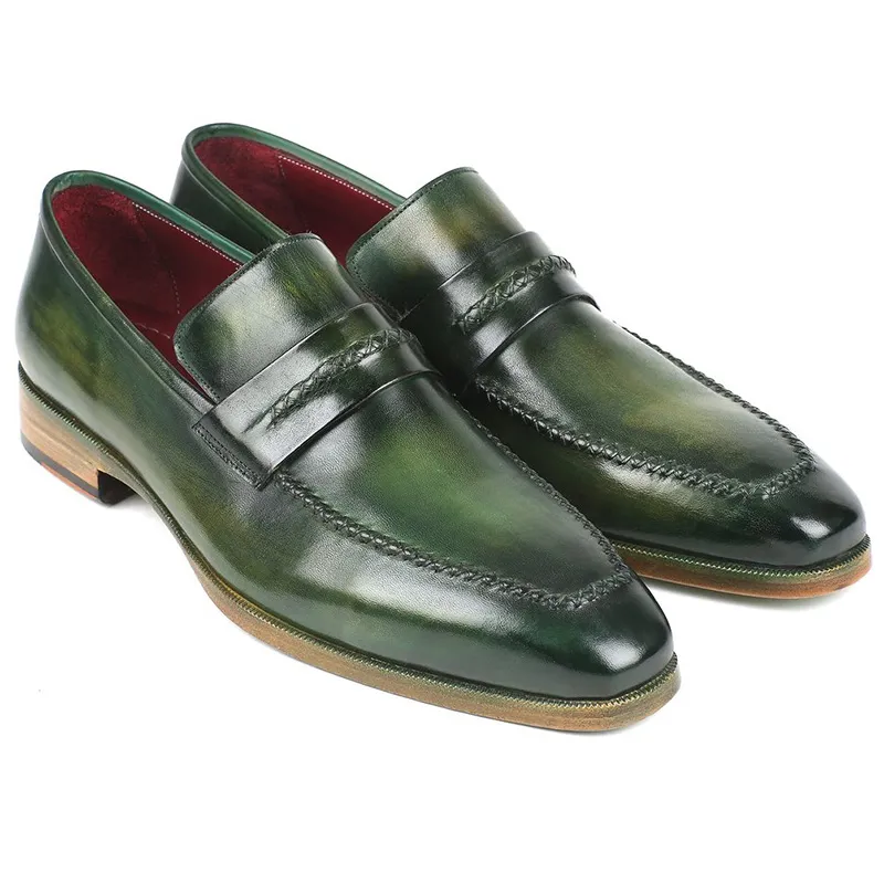 Paul Parkman Leather Loafer Shoes Green