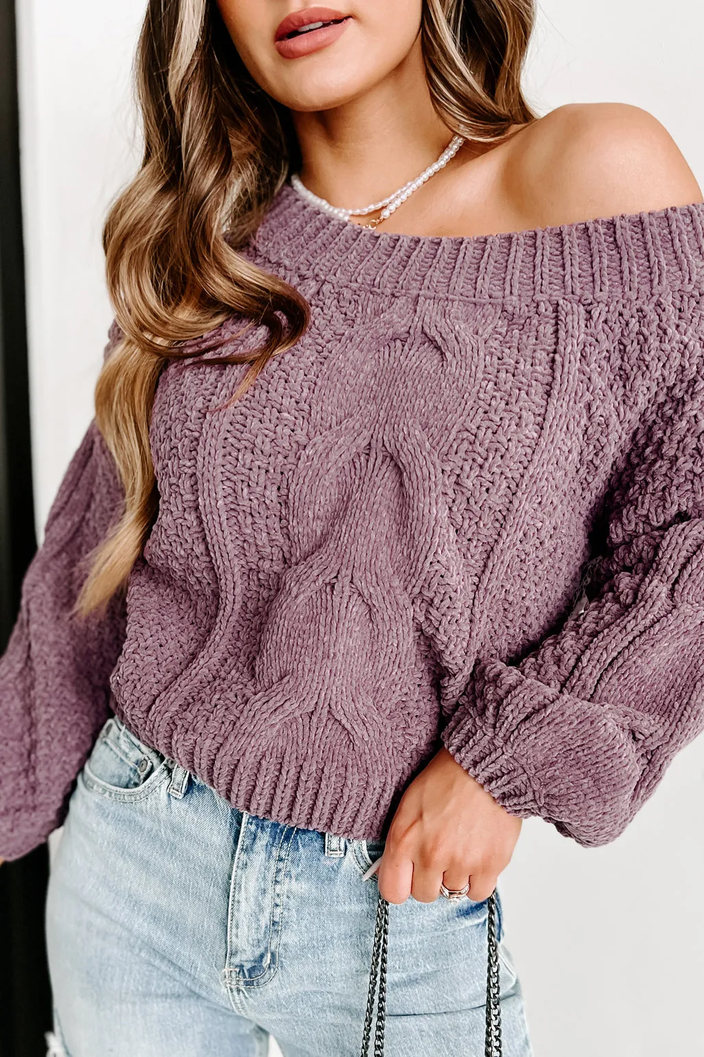 Perfectly Fitting Off The Shoulder Sweater (Plum)