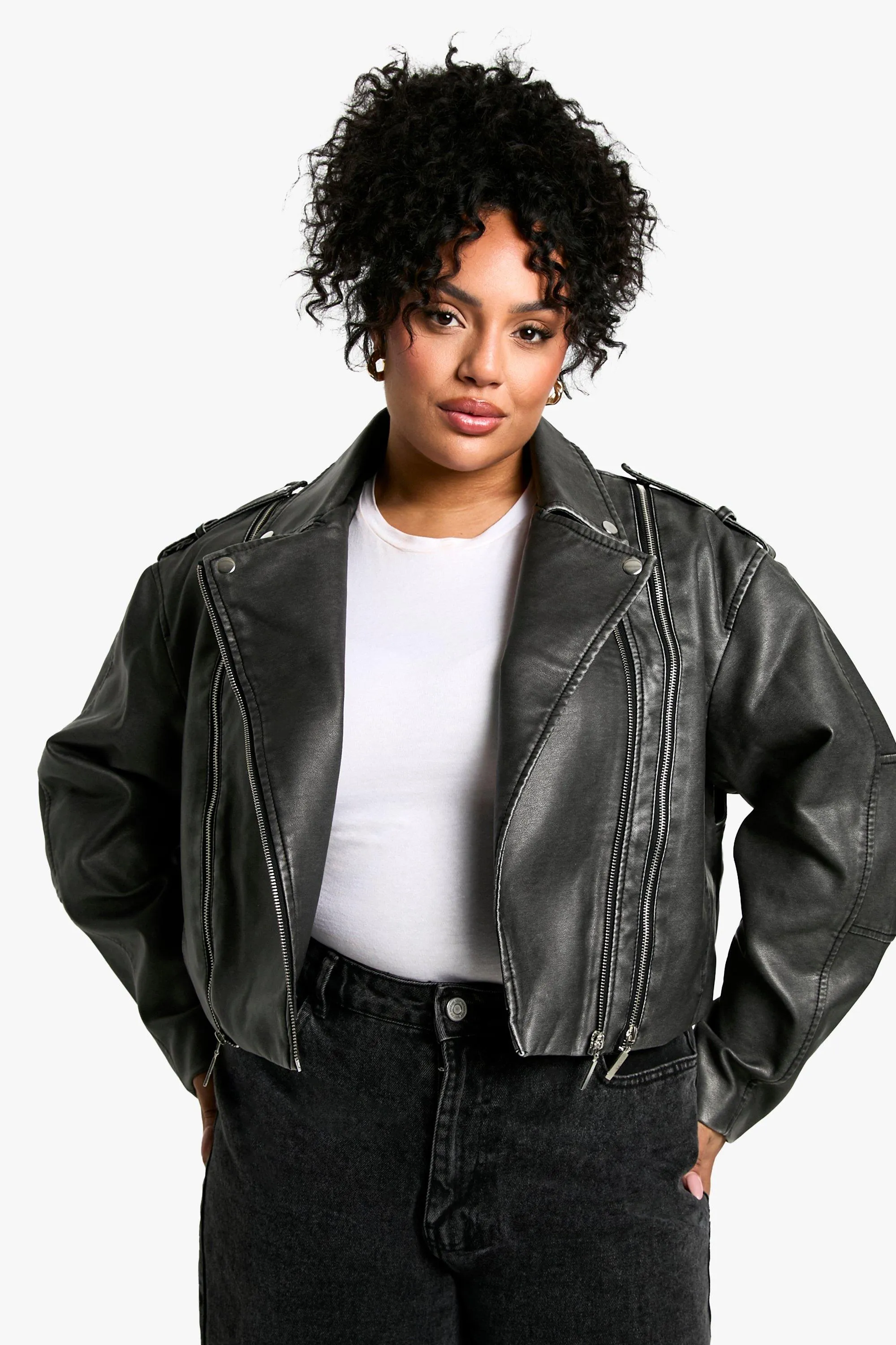 Plus Faux Leather Moto Jacket