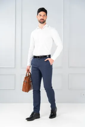 Port Blue Merino Wool Twill Pants