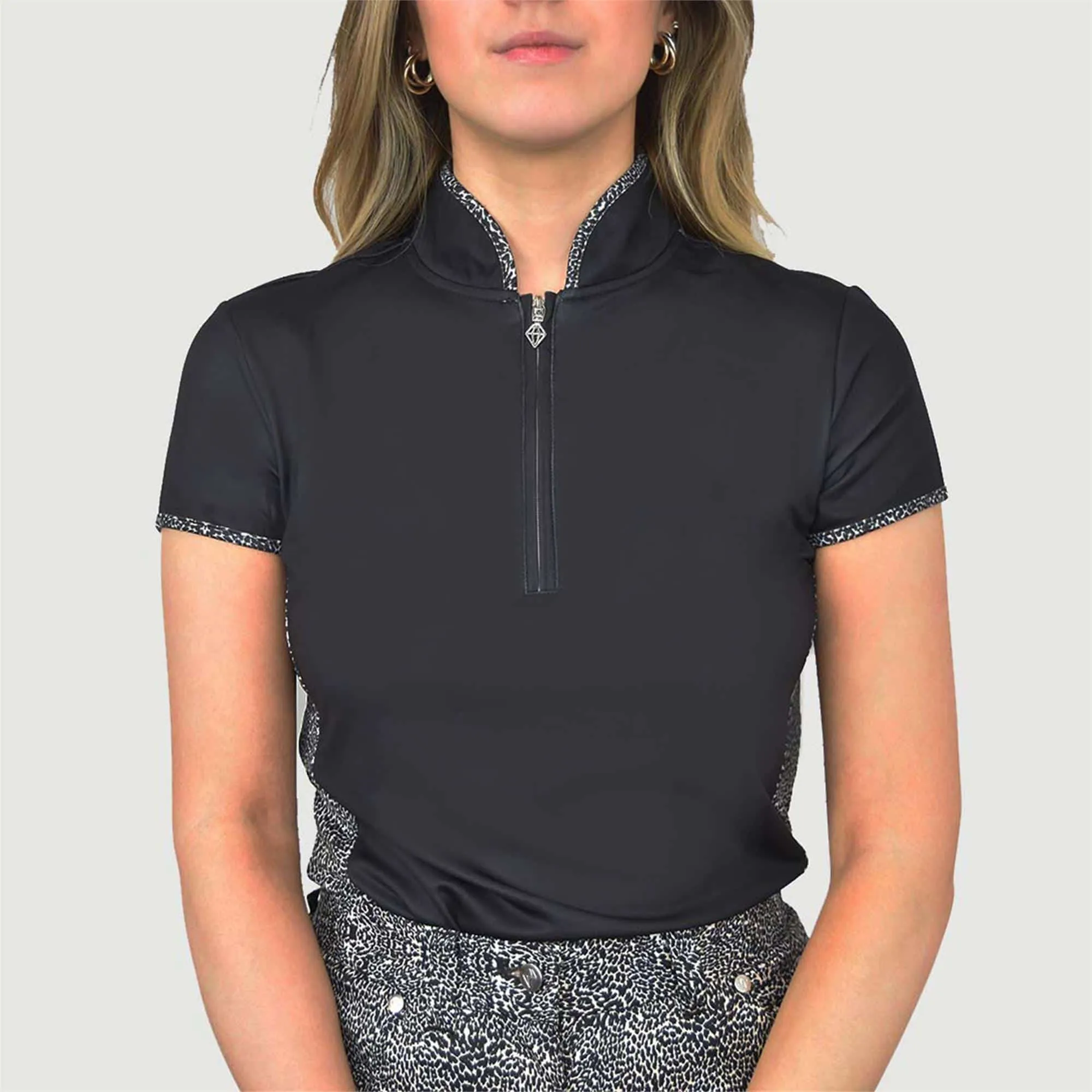 Pure Golf Holly Cap Sleeve Polo Shirt Black