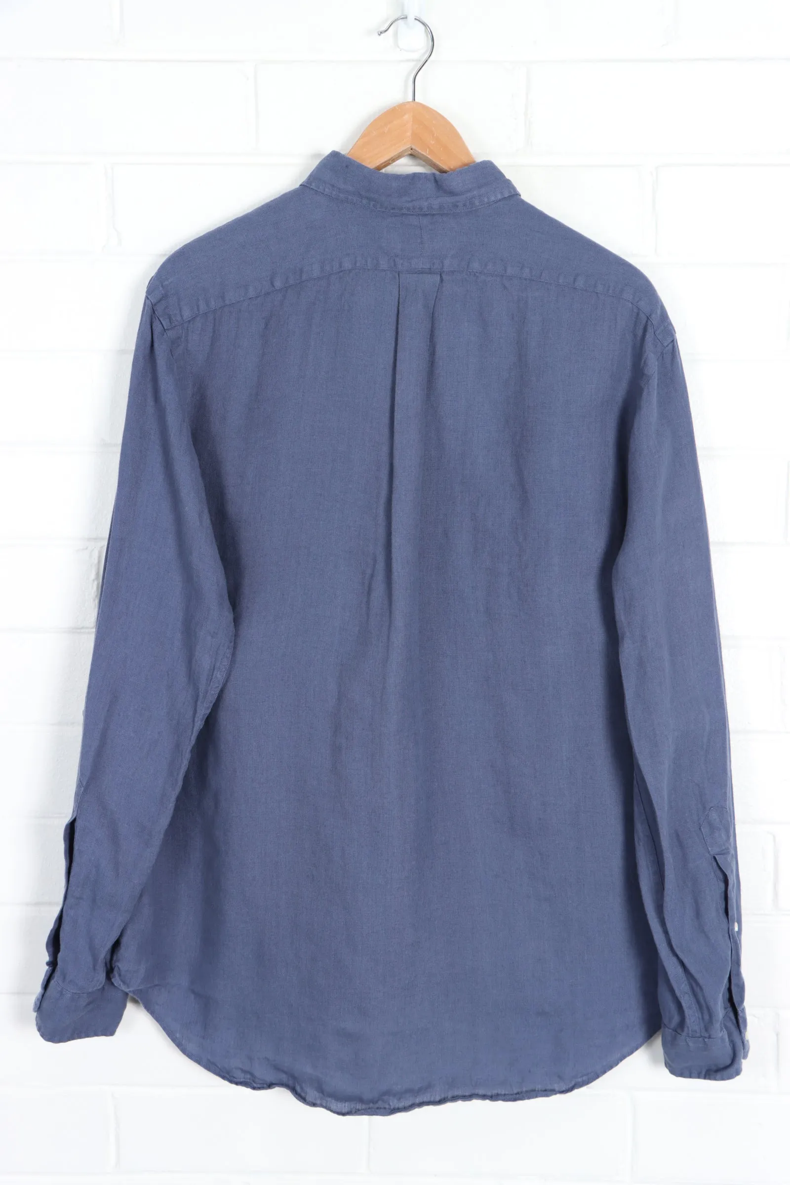 RALPH LAUREN POLO Blue Linen Long Sleeve Utility Shirt (L)