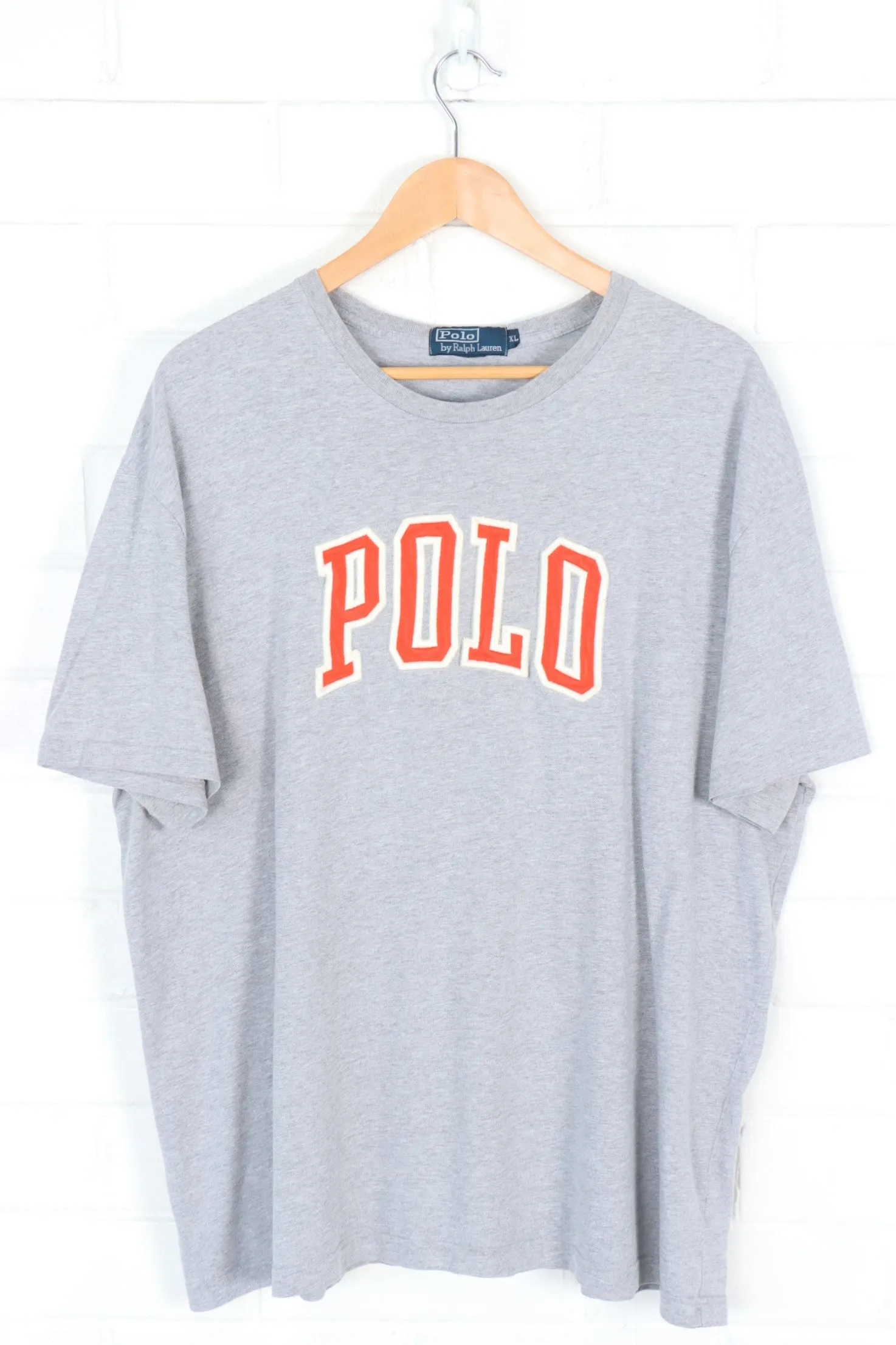 RALPH LAUREN POLO Grey & Orange Embroidered T-Shirt (XL)