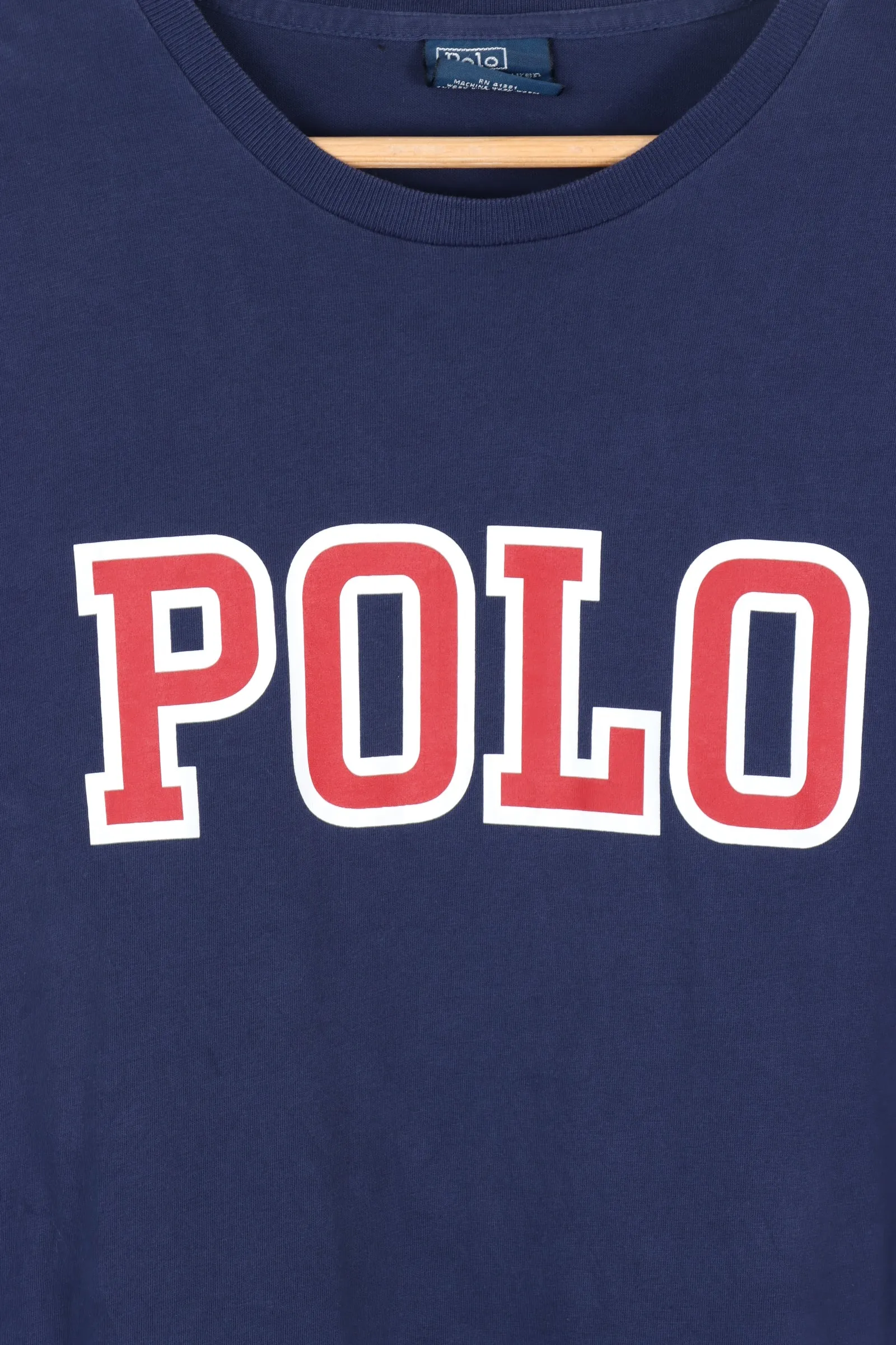 RALPH LAUREN POLO Navy & Red Single Stitch T-Shirt (L)