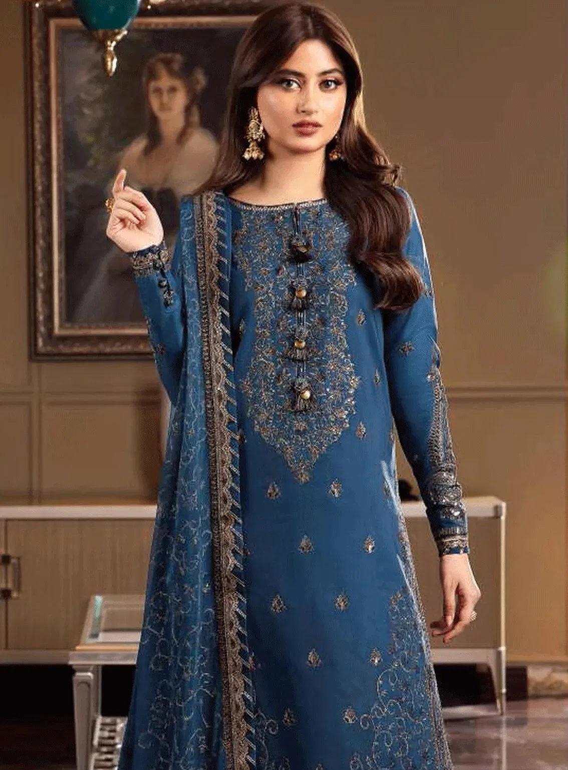 Rang-E-Noor By Asim Jofa Embroidered Lawn Silk Unstitched 3 Piece Suit - AJRN-21