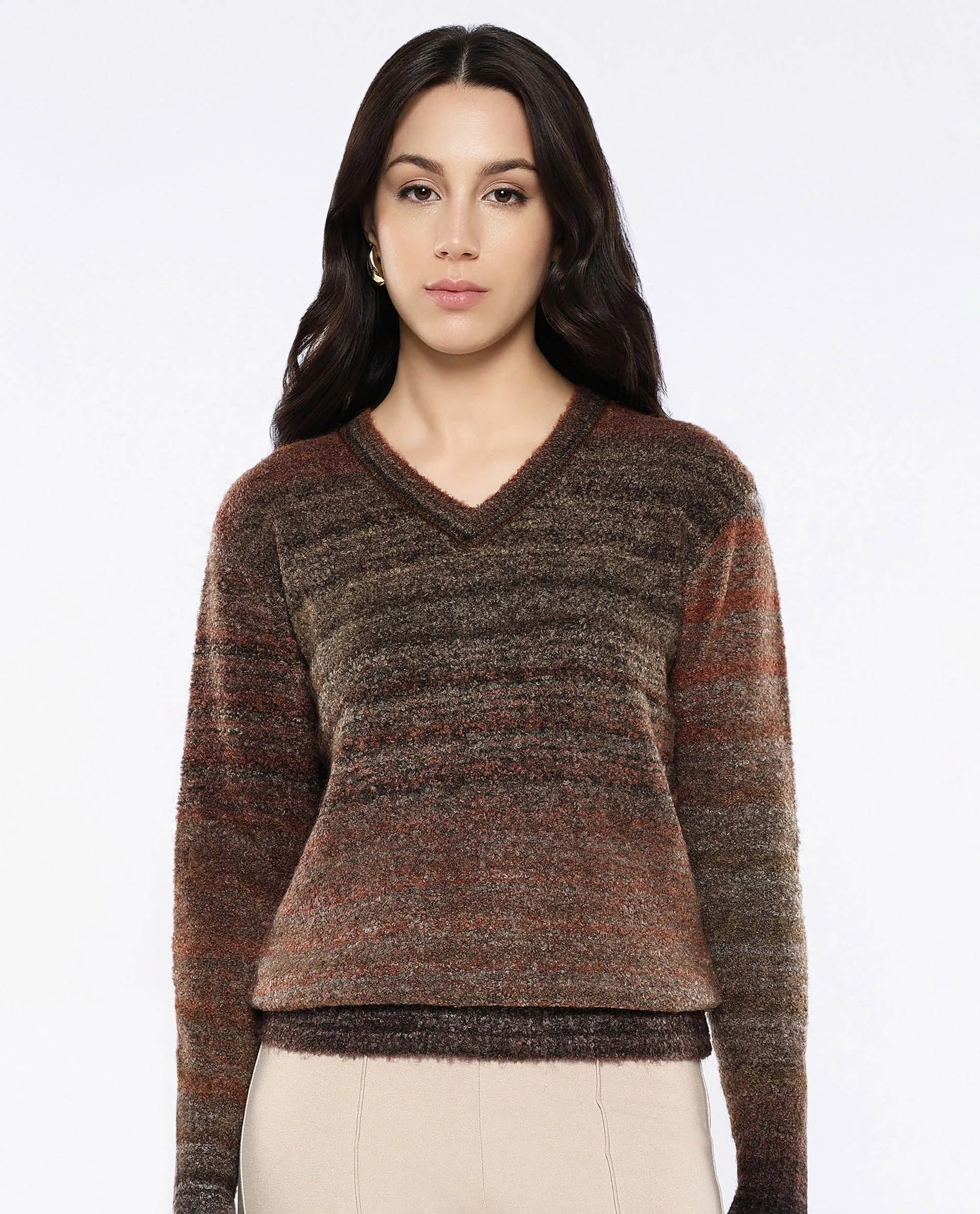 Rareism Women Usaka Multi Relaxed Fit Plain Sweater