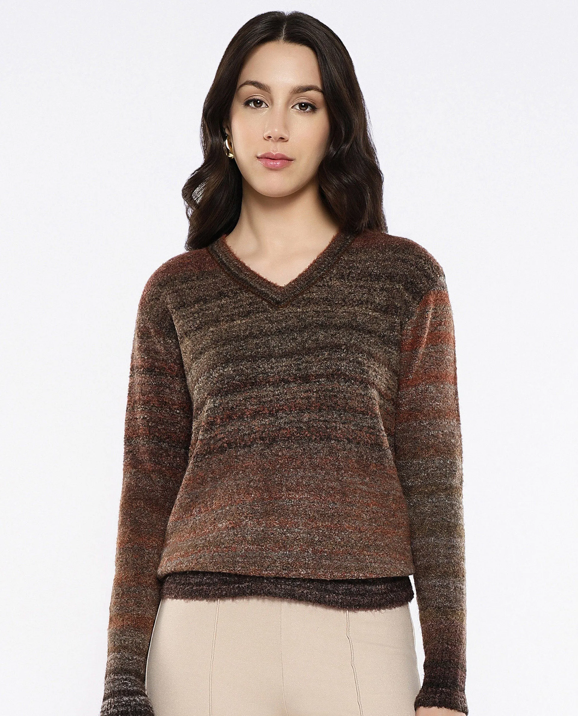 Rareism Women Usaka Multi Relaxed Fit Plain Sweater