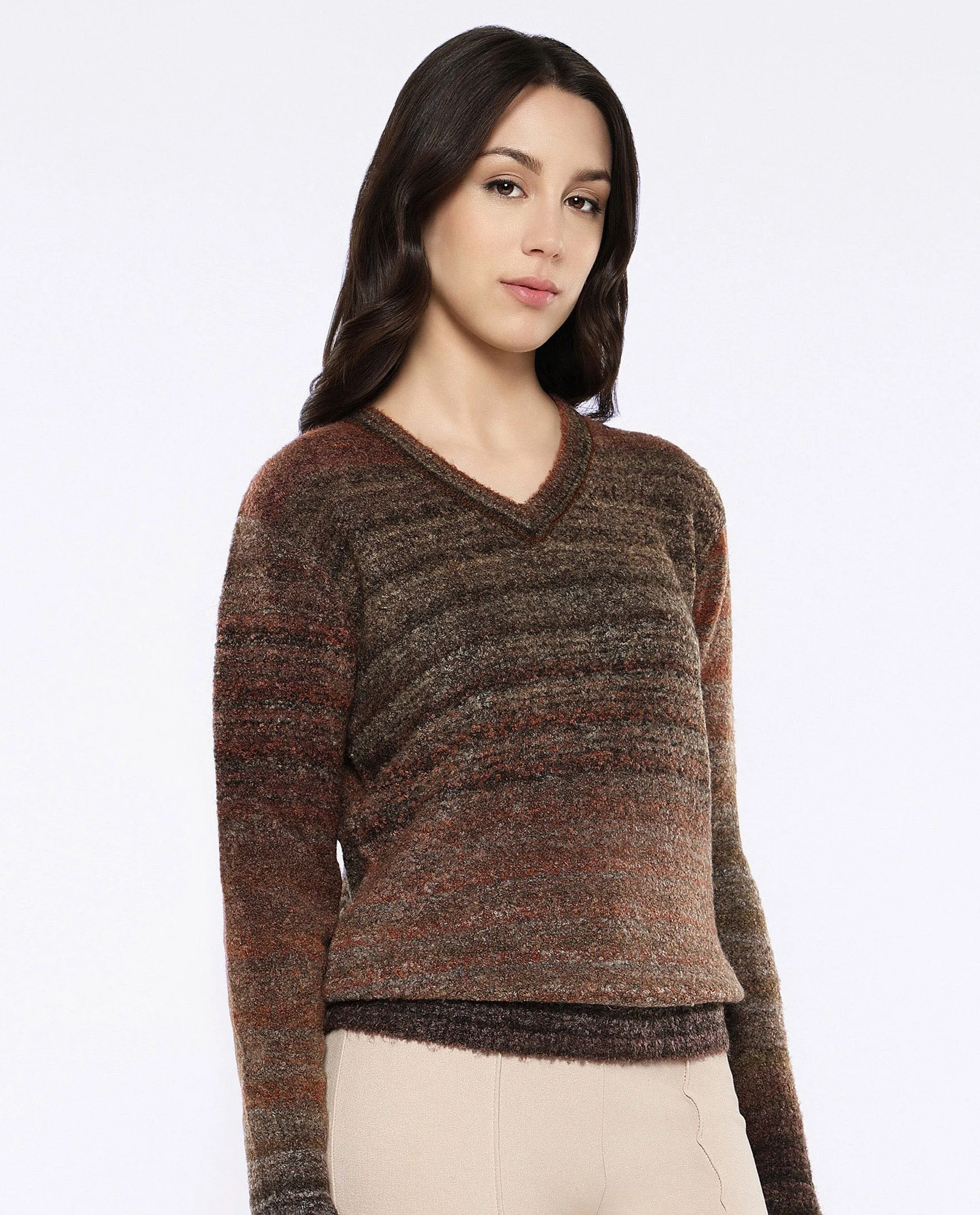 Rareism Women Usaka Multi Relaxed Fit Plain Sweater