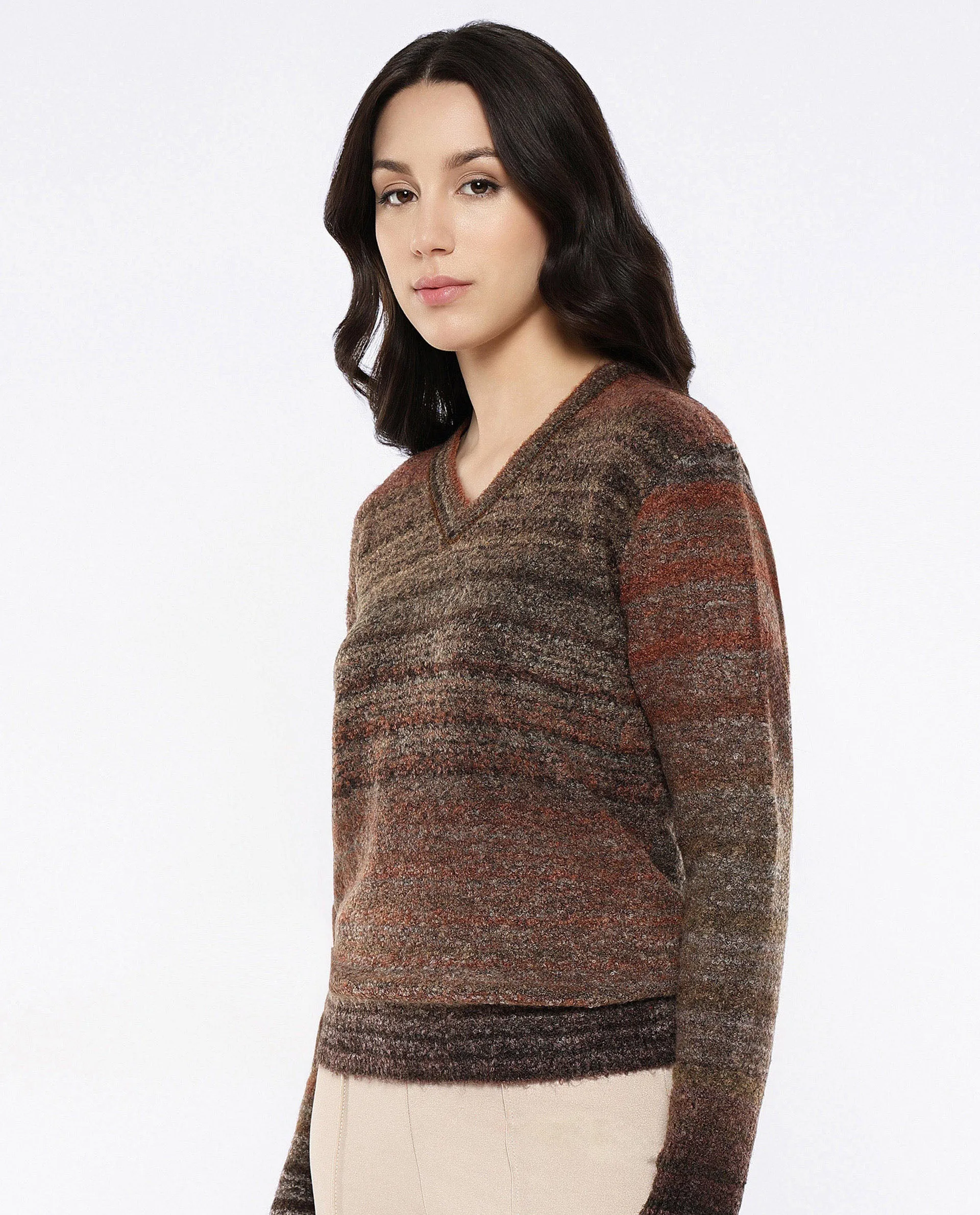 Rareism Women Usaka Multi Relaxed Fit Plain Sweater