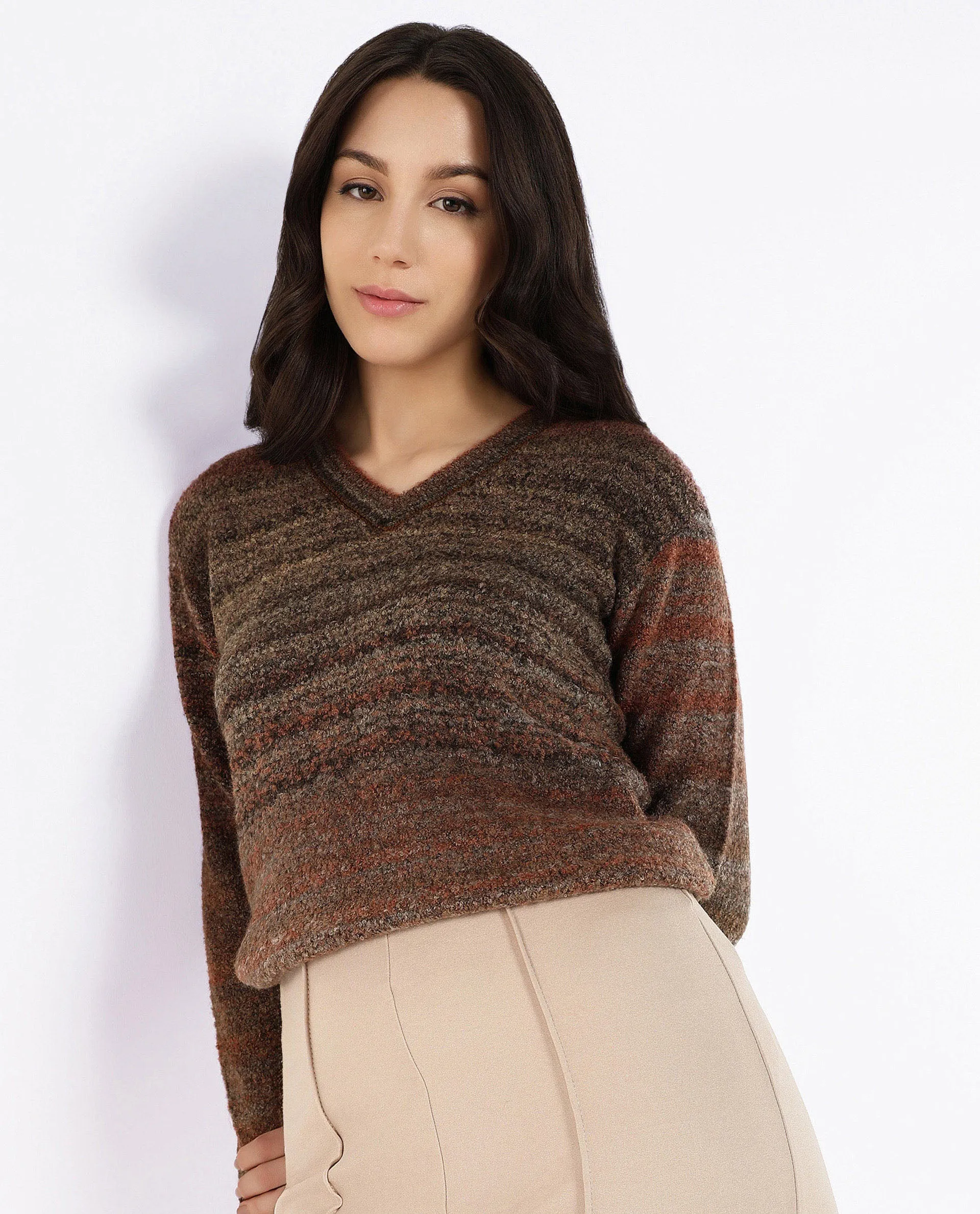 Rareism Women Usaka Multi Relaxed Fit Plain Sweater