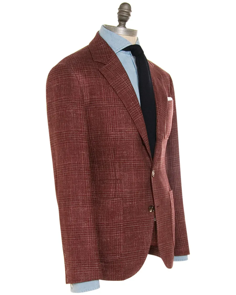 Red Tonal Plaid Transitional Sportcoat