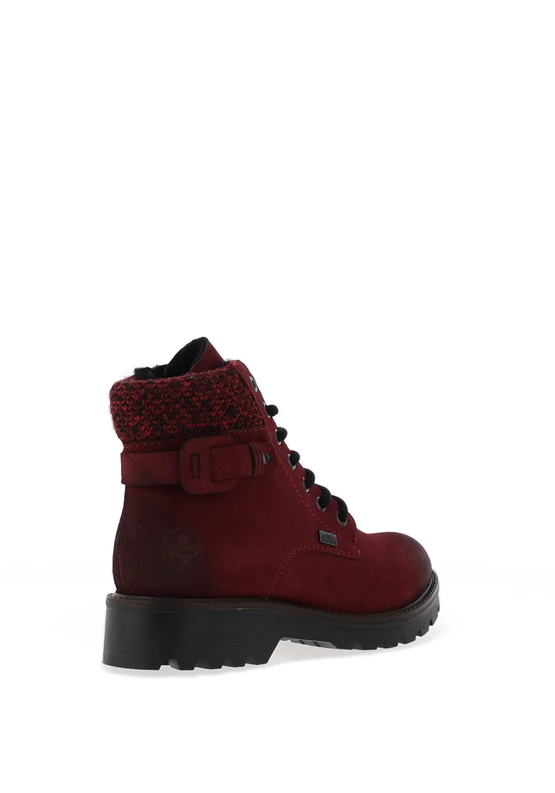 Rieker Knit Laced Military Boots, Wine