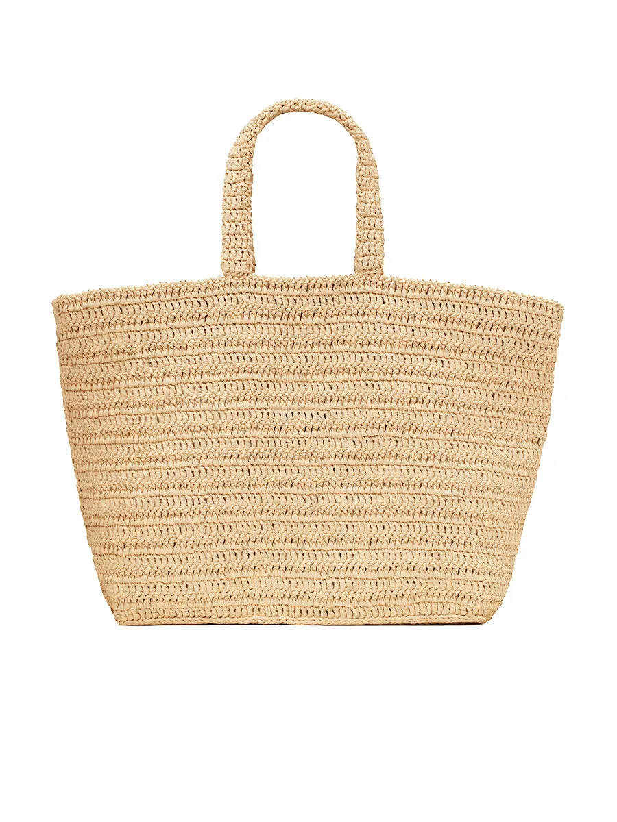 Rive Gauche Supple Tote Bag in Raffia Crochet