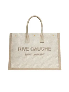 Rive Gauche Tote Bag in Linen and Leather