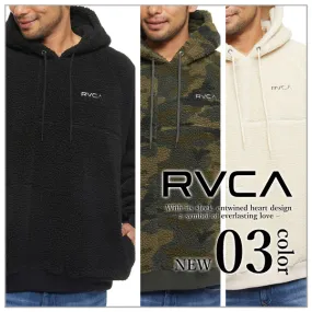 RVCA  |Long Sleeves Plain Shearling Logo Hoodies