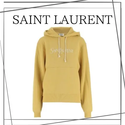 Saint Laurent  |Long Sleeves Cotton Logo Hoodies & Sweatshirts