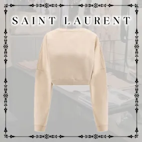 Saint Laurent  |Long Sleeves Plain Cotton Logo Asymmetry