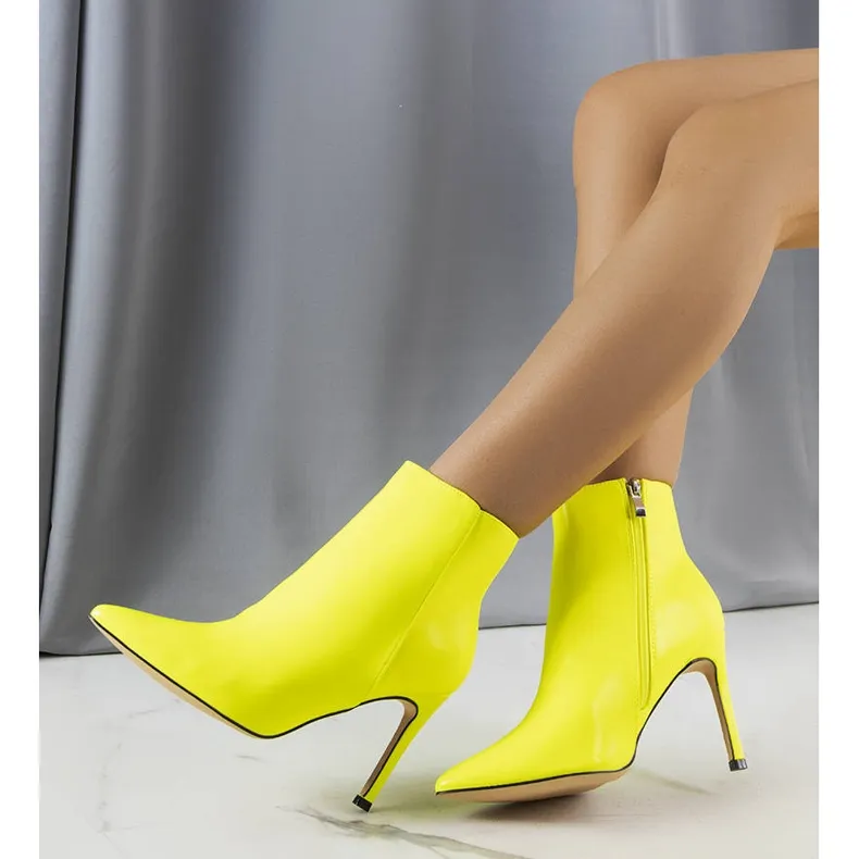 Sandy yellow high heel boots