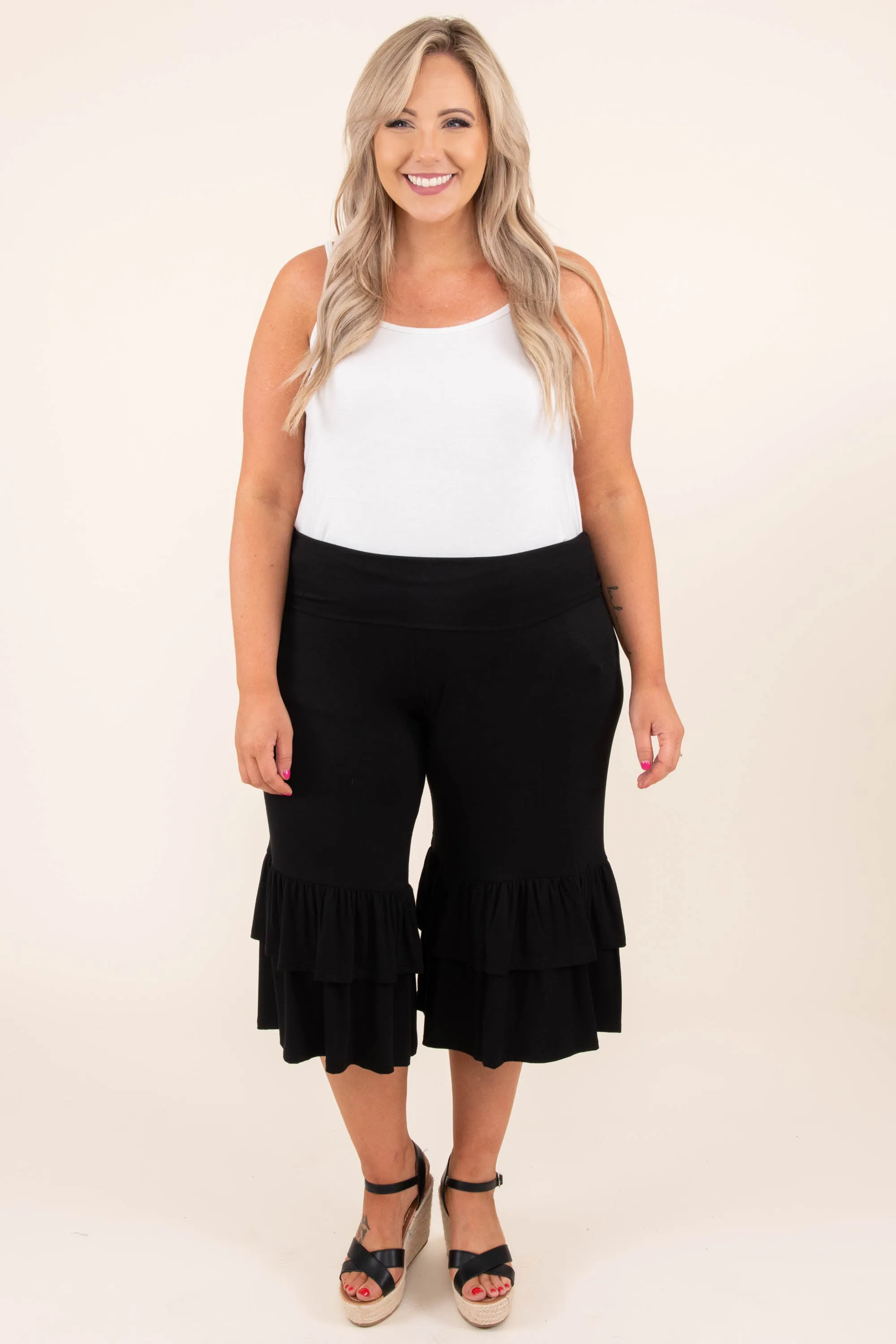 Sass And Flare Capris, Black