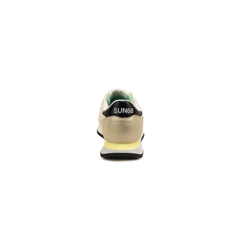 SNEAKERS DONNA IN PELLE E TESSUTO, BEIGE