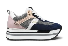 SNEAKERS GUARDIANI DONNA NEW RUNNER 0100 LOW SUE/GLITTER/LEATH AGW010003