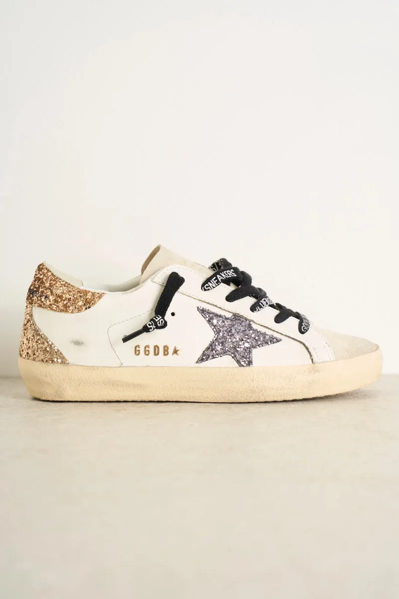 Sneakers Super-Star Donna bianche con talloncino glitter