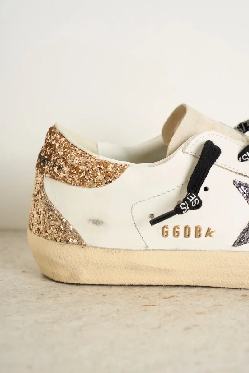 Sneakers Super-Star Donna bianche con talloncino glitter