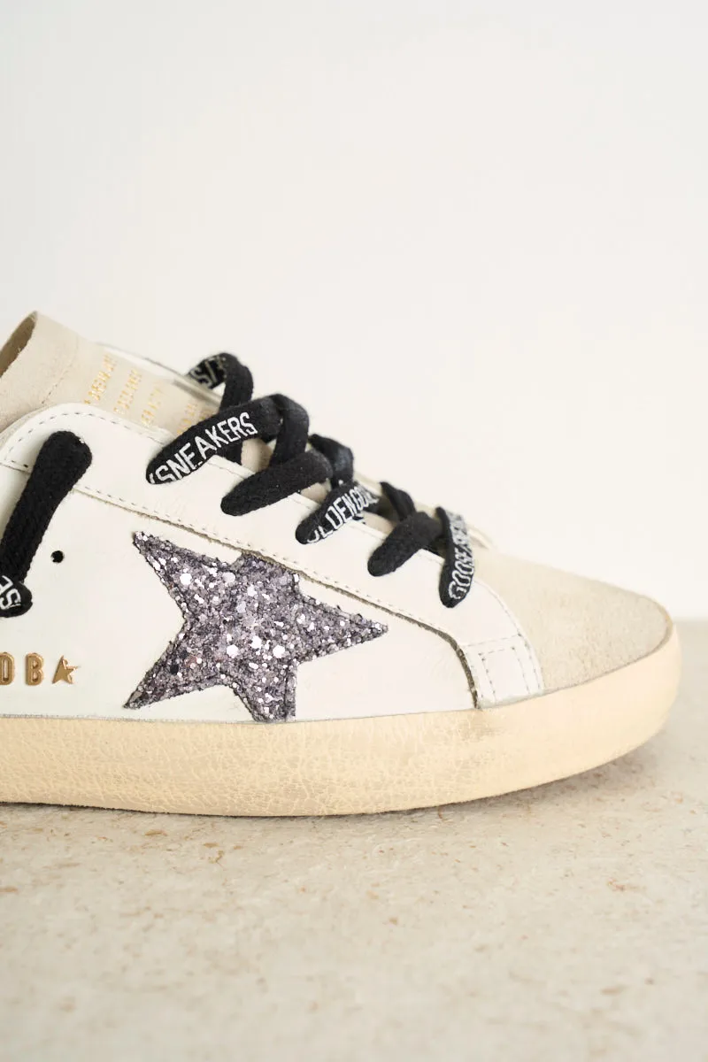 Sneakers Super-Star Donna bianche con talloncino glitter