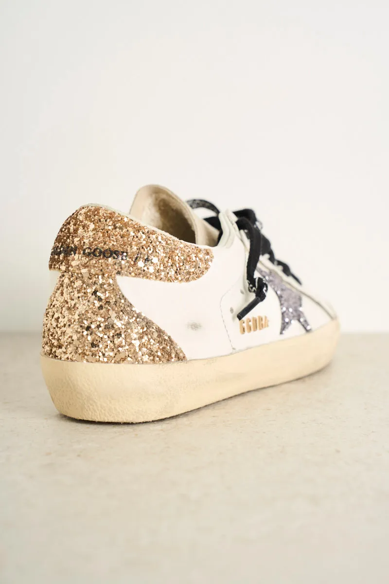 Sneakers Super-Star Donna bianche con talloncino glitter