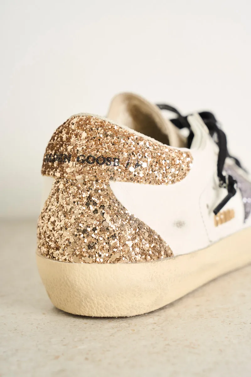 Sneakers Super-Star Donna bianche con talloncino glitter