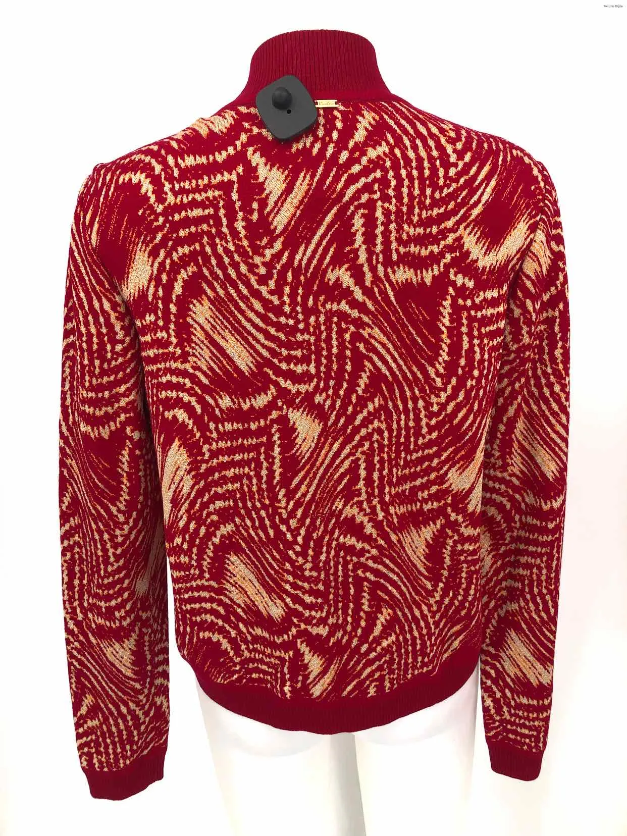 ST JOHN SPORT Red Gold Knit Zip Front Women Size MEDIUM (M) Jacket