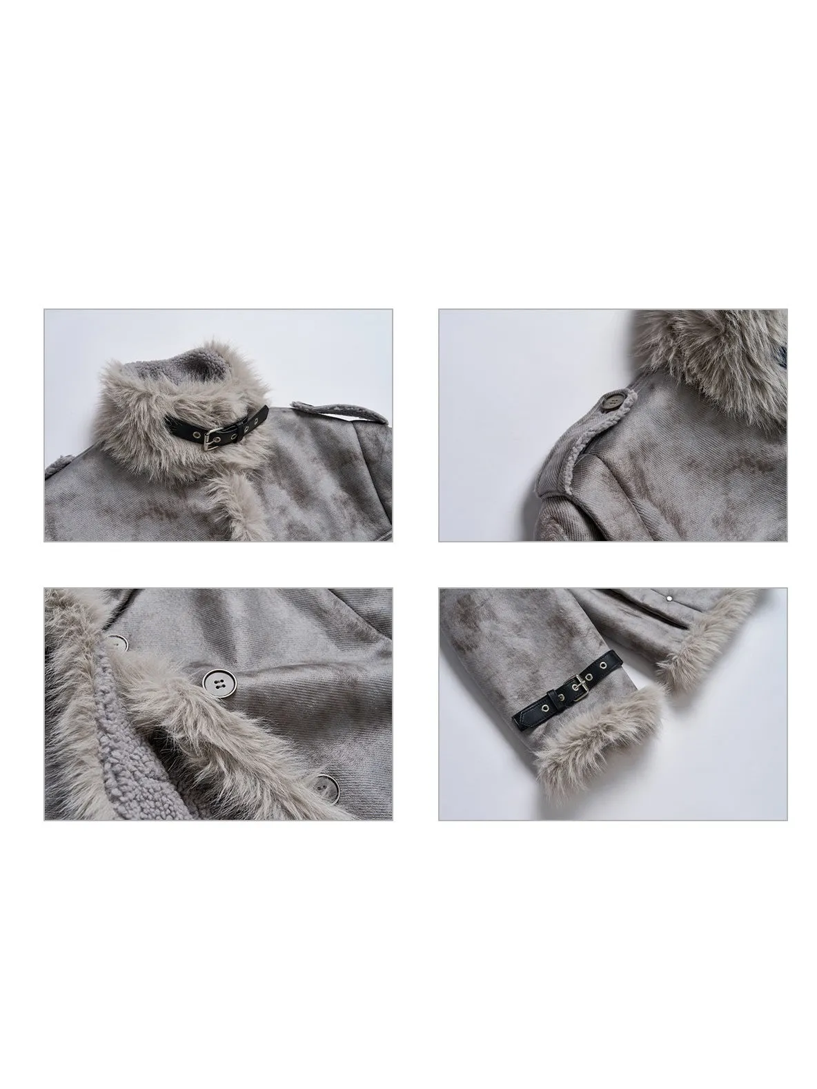 Stand-Collar Fur Stitch Loose Work Jacket