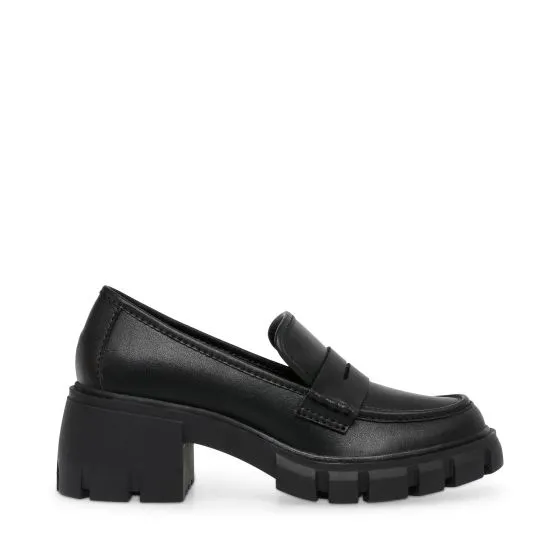 Steve Madden Womens Humphrey Black Leat Loafer Shoes