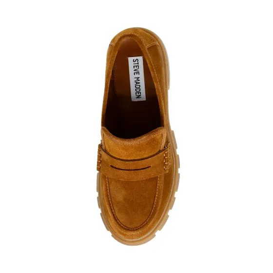 Steve Madden Womens Humphrey Cognac Sue Loafer Shoes