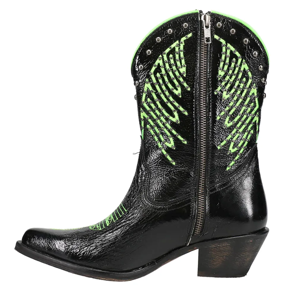 Studded Embroidery Pointed Toe Zippered Cowboy Boots