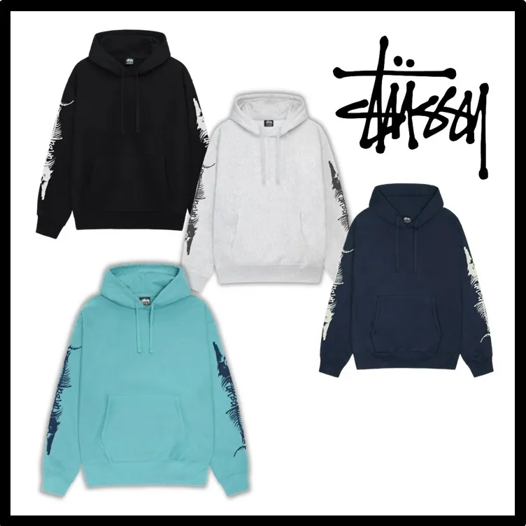 STUSSY  |Sweat Street Style Cotton Logo Skater Style Hoodies