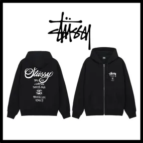 STUSSY  |Sweat Street Style Logo Skater Style Hoodies