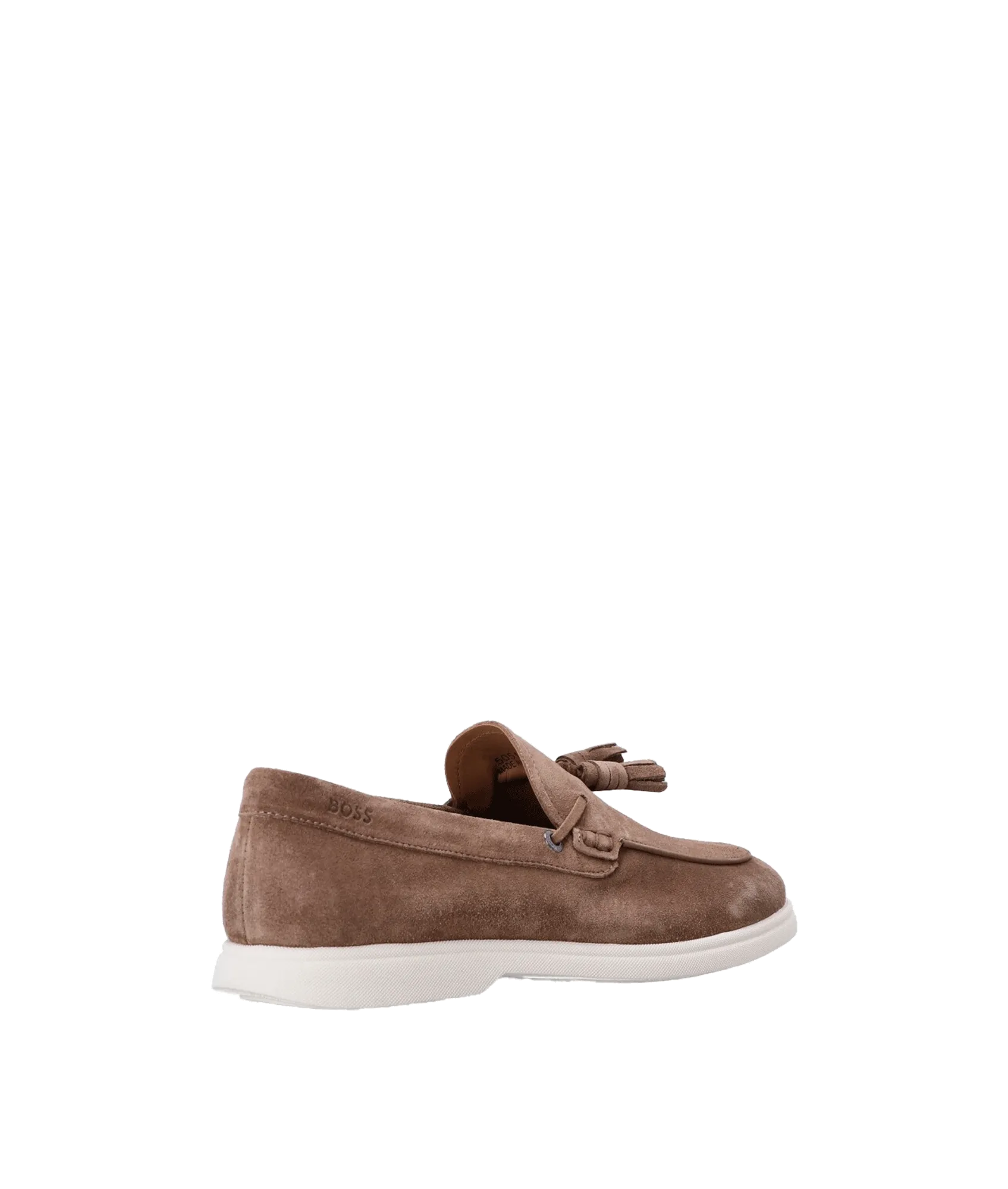 Suede Slip-on Loafers with Tassel Trim - Beige