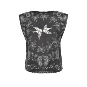 T-SHIRT ACQUA E SALE CON STAMPA BANDANA Donna Bianco Nero