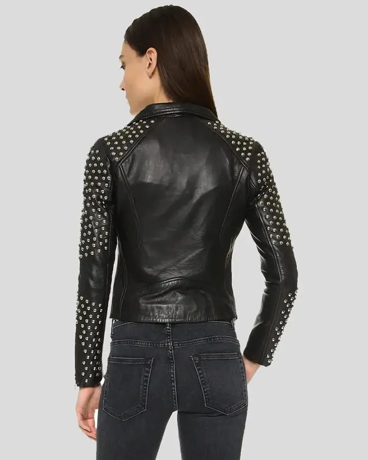 Taliyah Black Studded Leather Jacket