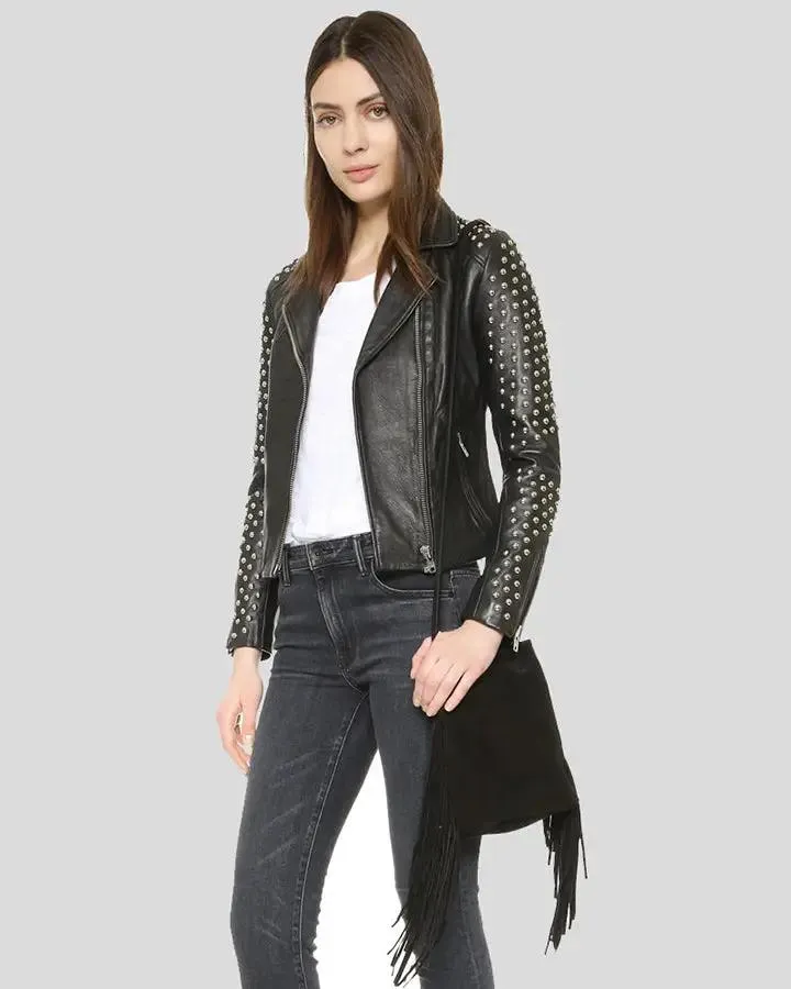 Taliyah Black Studded Leather Jacket