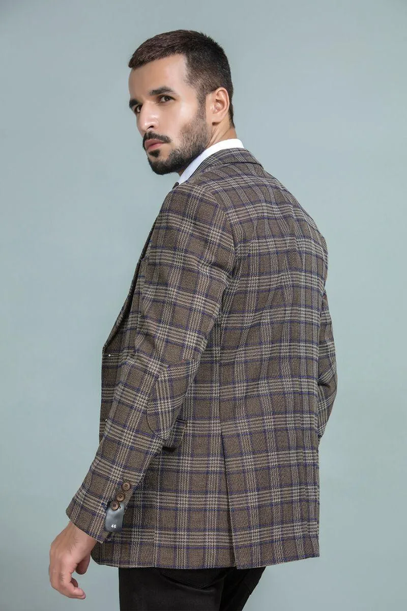 Tan Brown Checked Blazer