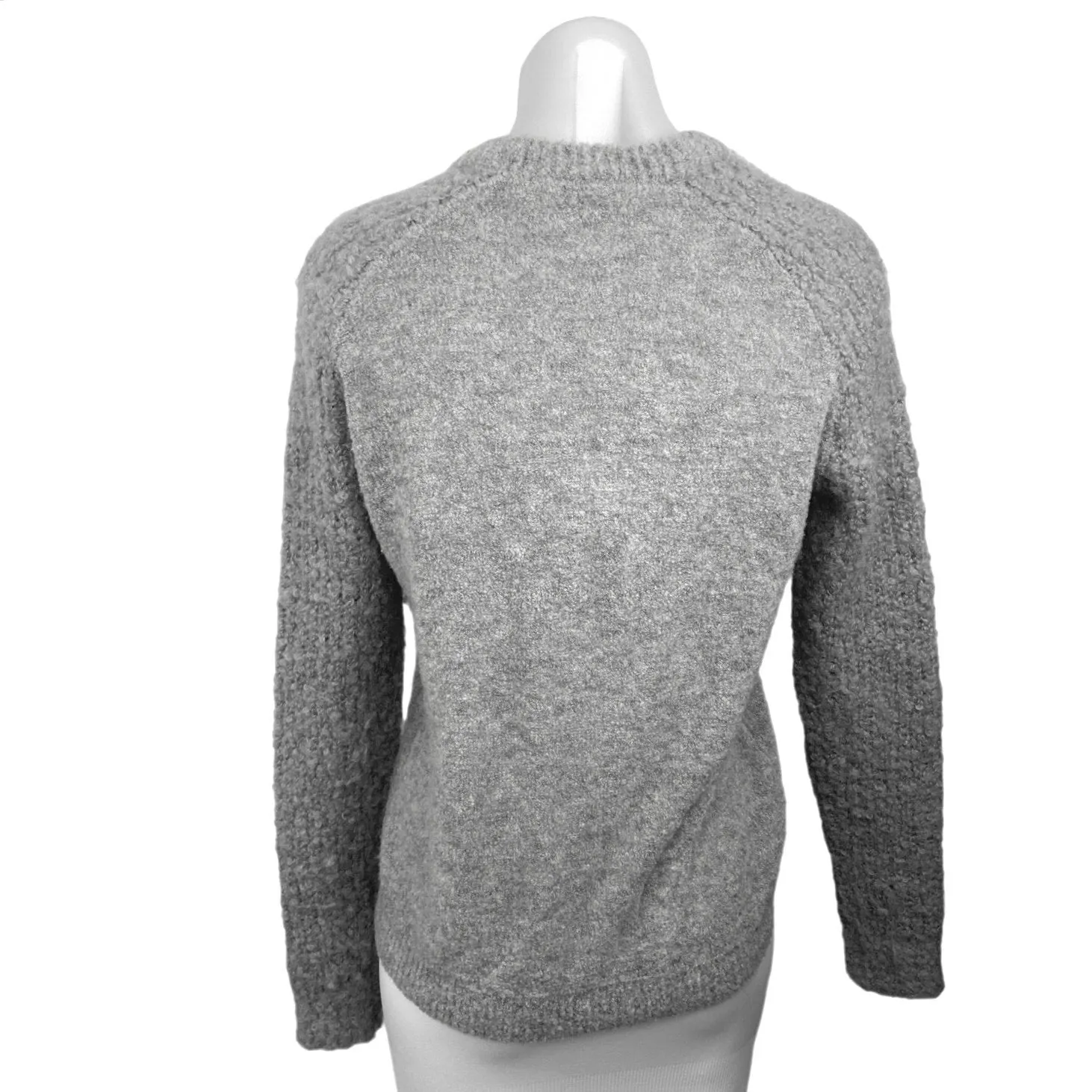 Theory Gray Wool Blend Fuzzy Knit Crewneck Long Sleeve Pullover Sweater Size S