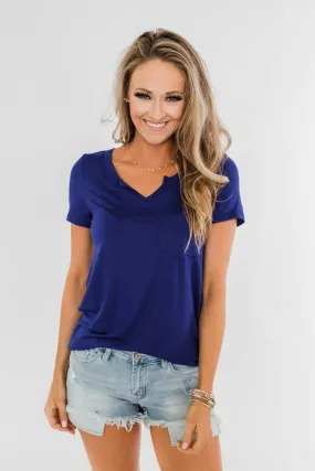 This is Me Notch Pocket Top- Royal Blue