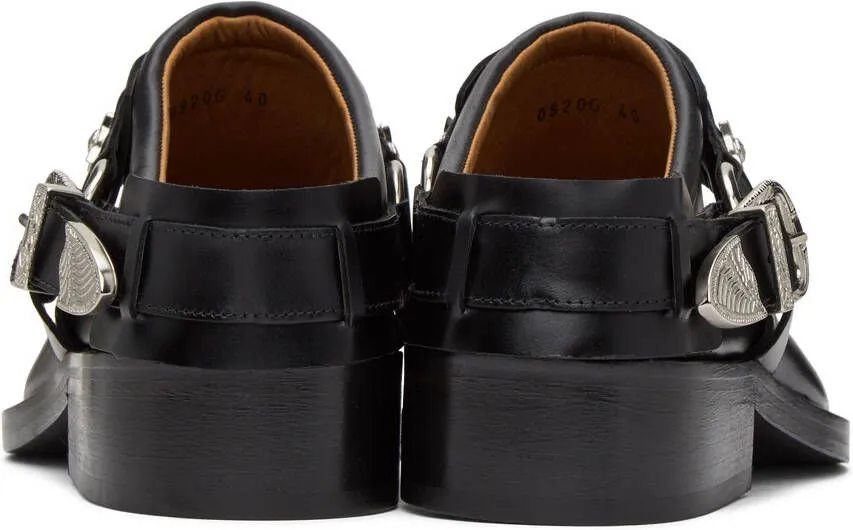 Toga Virilis Black Leather Slip-On Loafers