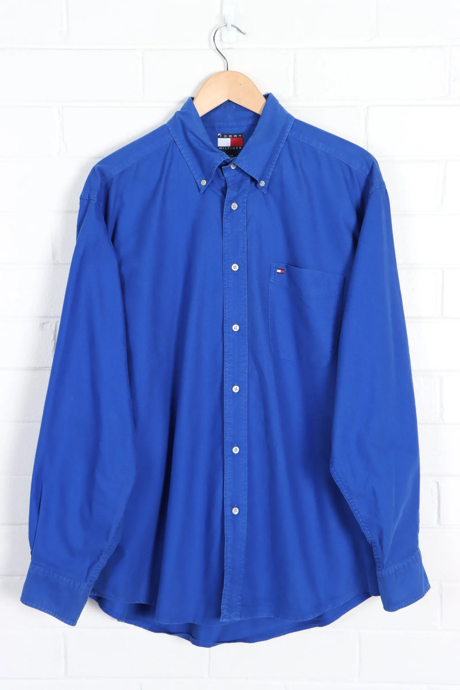 TOMMY HILFIGER Cobalt Blue Button Up Shirt (XL)