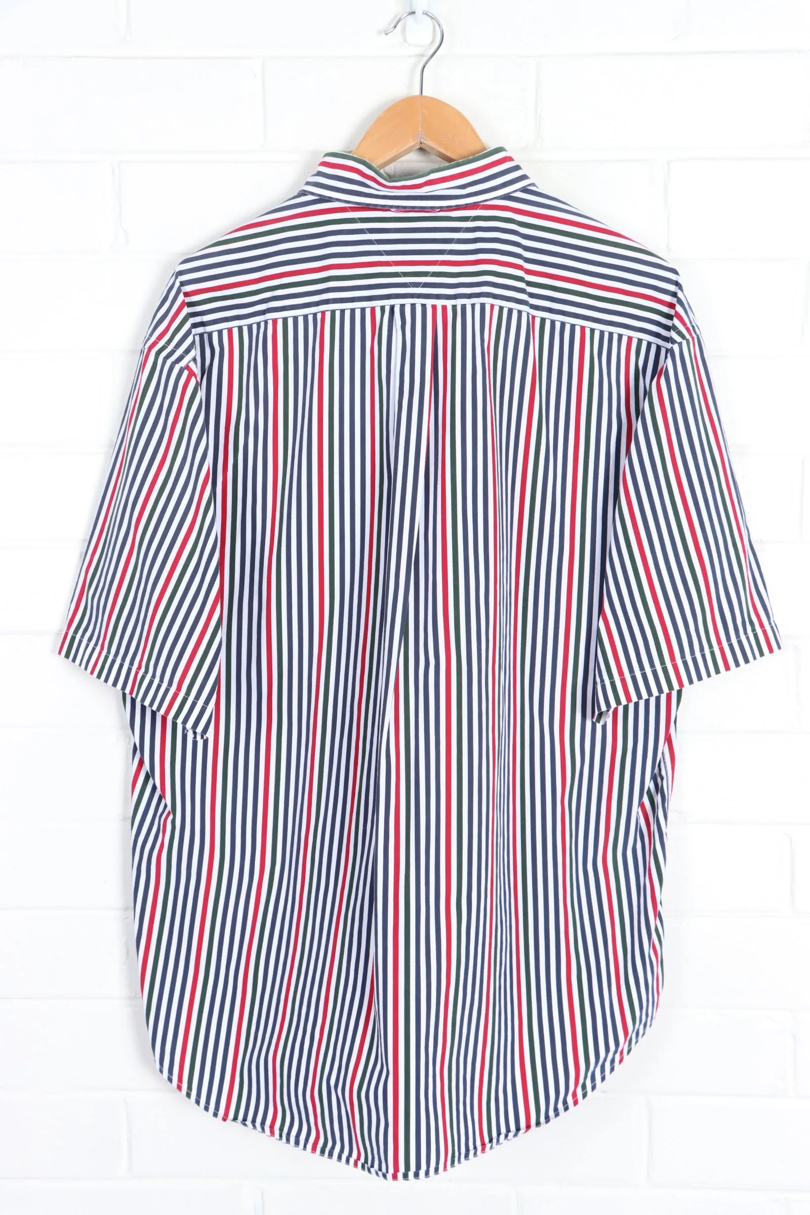 TOMMY HILFIGER Crest Logo Striped Short Sleeve Boxy Shirt (XL)