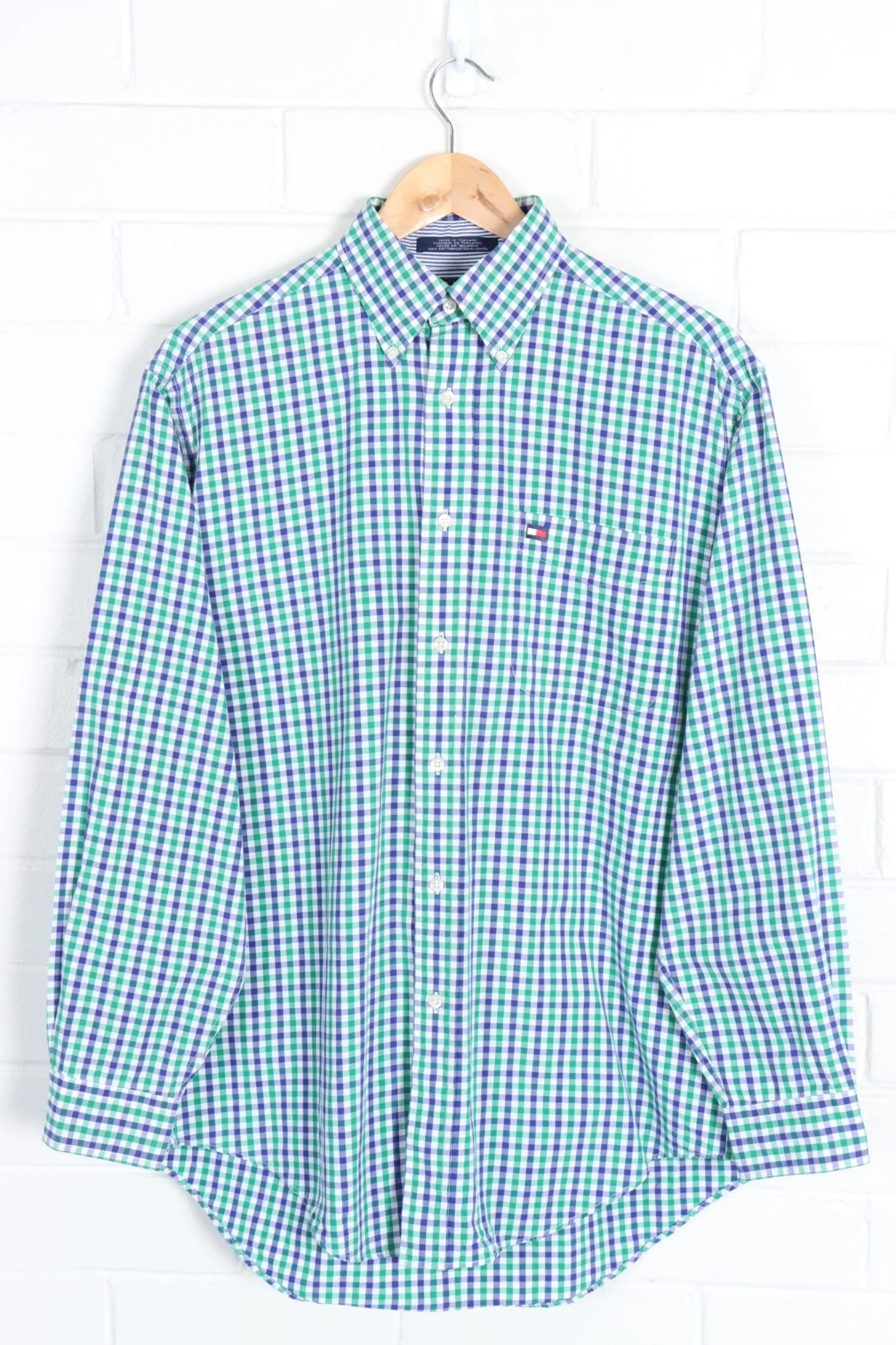 TOMMY HILFIGER Purple & Green Gingham Long Sleeve Shirt (L)